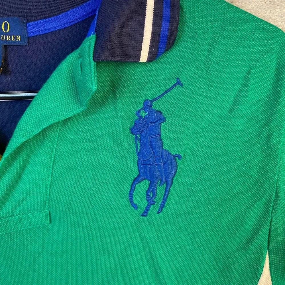 Polo Ralph Lauren Youth Large Green Big Pony Ocean Challenge Polo Shirt 14-16